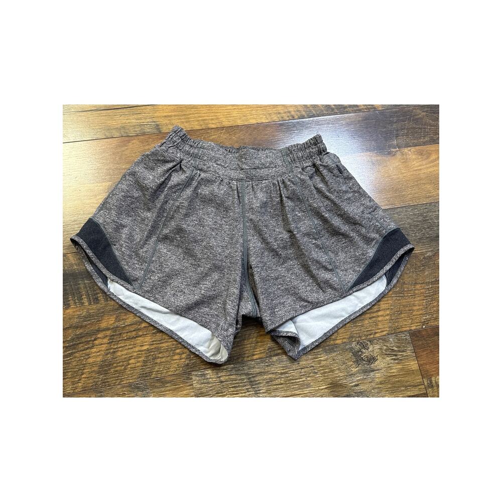 Lululemon Hotty Hot Short High Rise Long 4" Heather Lux Multi Black Sz 4 Tall